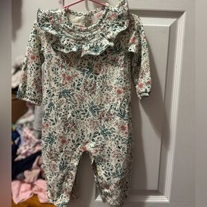 Wonder Nation Floral Fall Baby Romper with Ruffle Collar